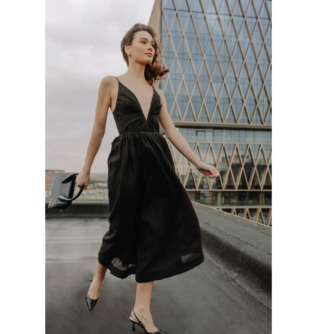 Zimmermann Illustration V Neck Midi Dress in Black Size AU 6  for rent on The Volte - main image
