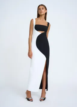 By Johnny Caterina Two Tone Curve Midi Dress Black/White Size AU 10 for rent on The Volte - image 4