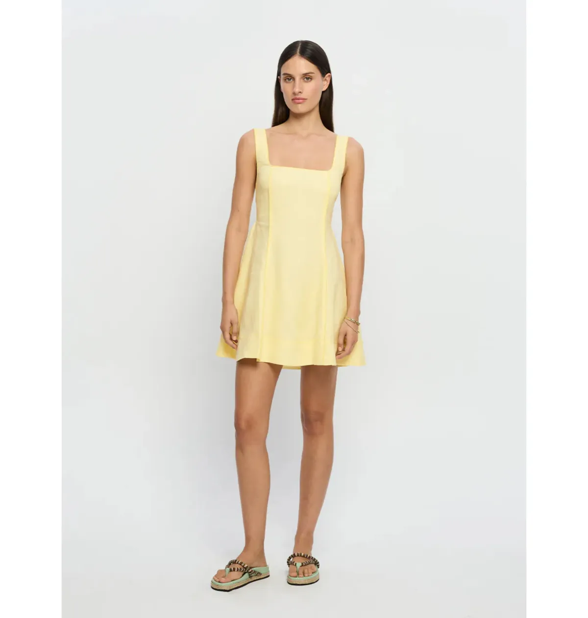 Kivari Jenna Strappy Mini Dress in Butter Yellow Size AU 10 for rent on The Volte - main image