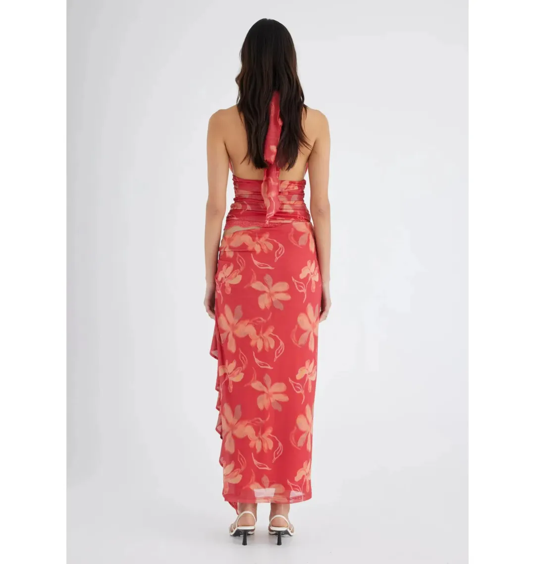 Benni Penelope Halter Maxi Dress Hibiscus Floral Size AU 6 for rent on The Volte - main image