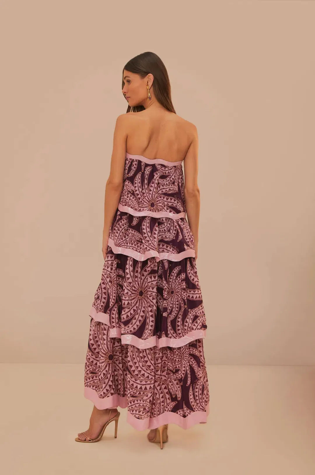 Farm Rio Bananada Midi Dress Burgundy Size XS / AU 8 for rent on The Volte - main image