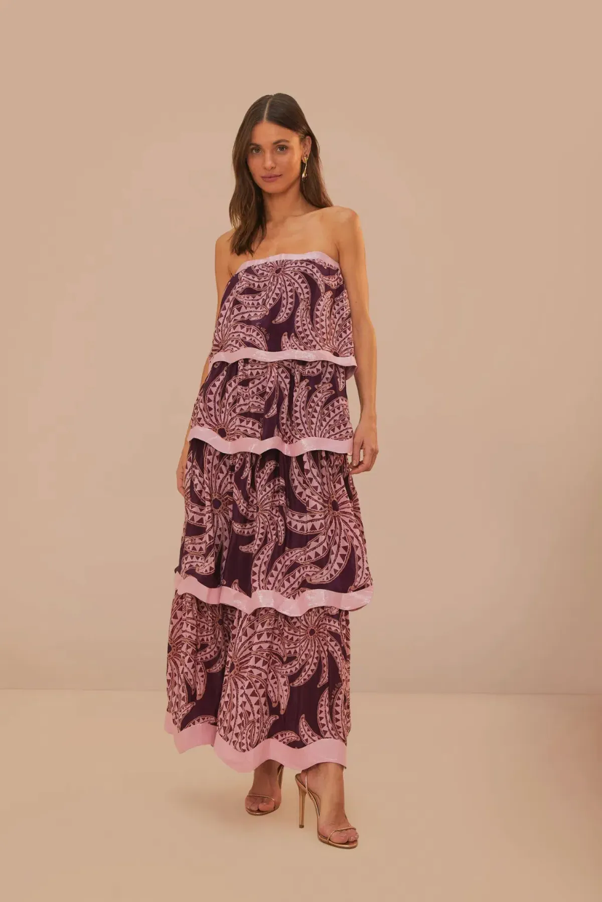 Farm Rio Bananada Midi Dress Burgundy Size XS / AU 8 for rent on The Volte - main image