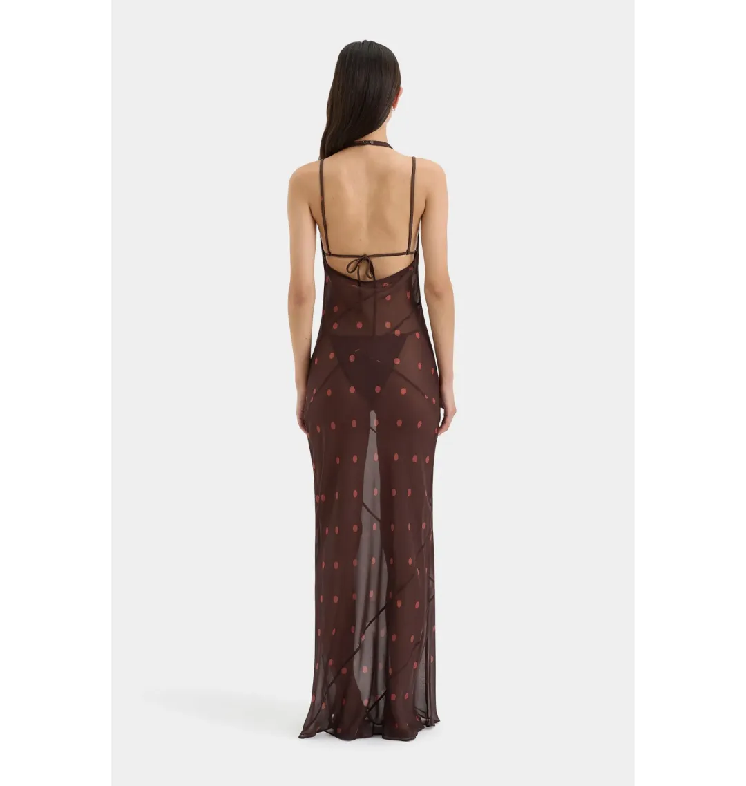 Sir the Label Toni Halter Dress in Chocolate Dot Size 2 / AU 10  for rent on The Volte - main image