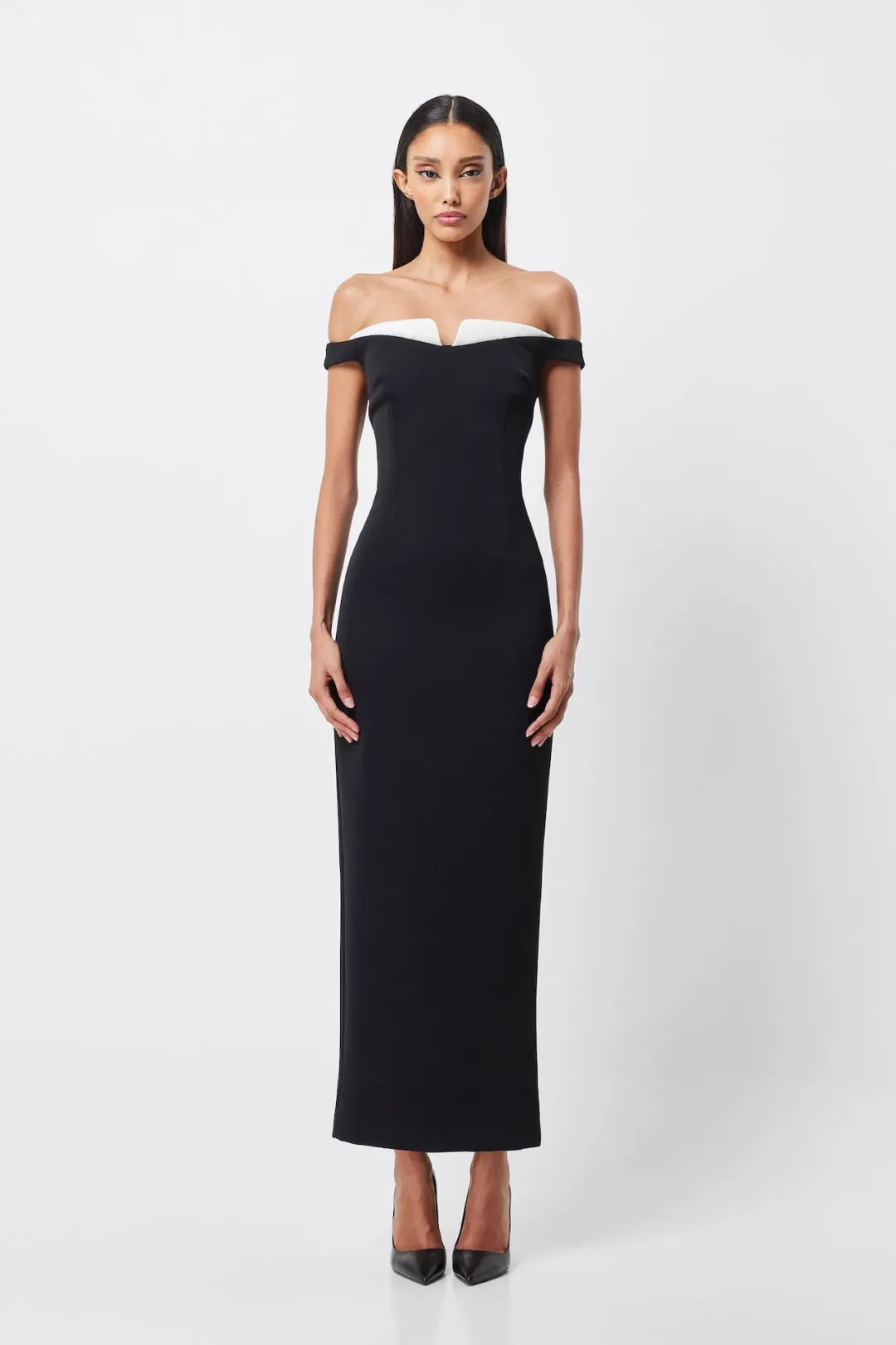 Mossman Imperial Midi Dress Black & White Size 8 for rent on The Volte - main image