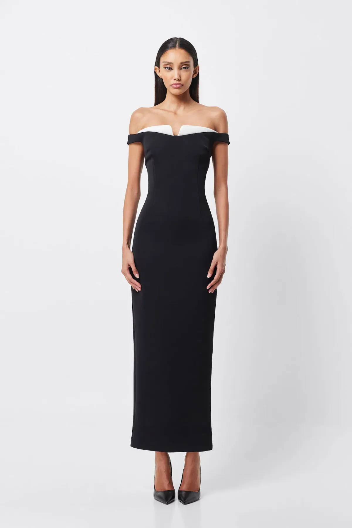 Mossman Imperial Midi Dress Black & White Size 8 for rent on The Volte - main image