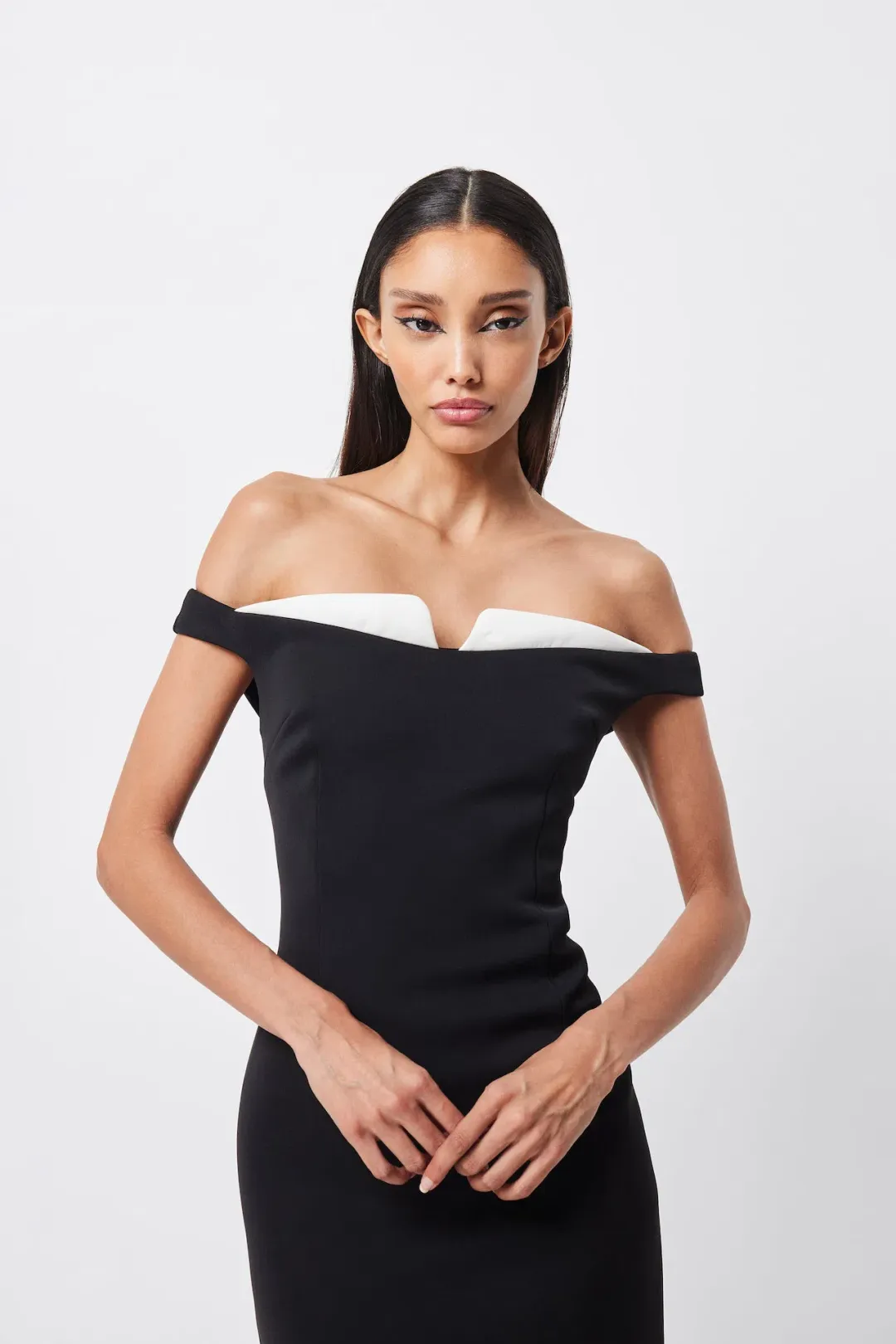 Mossman Imperial Midi Dress Black & White Size 8 for rent on The Volte - main image