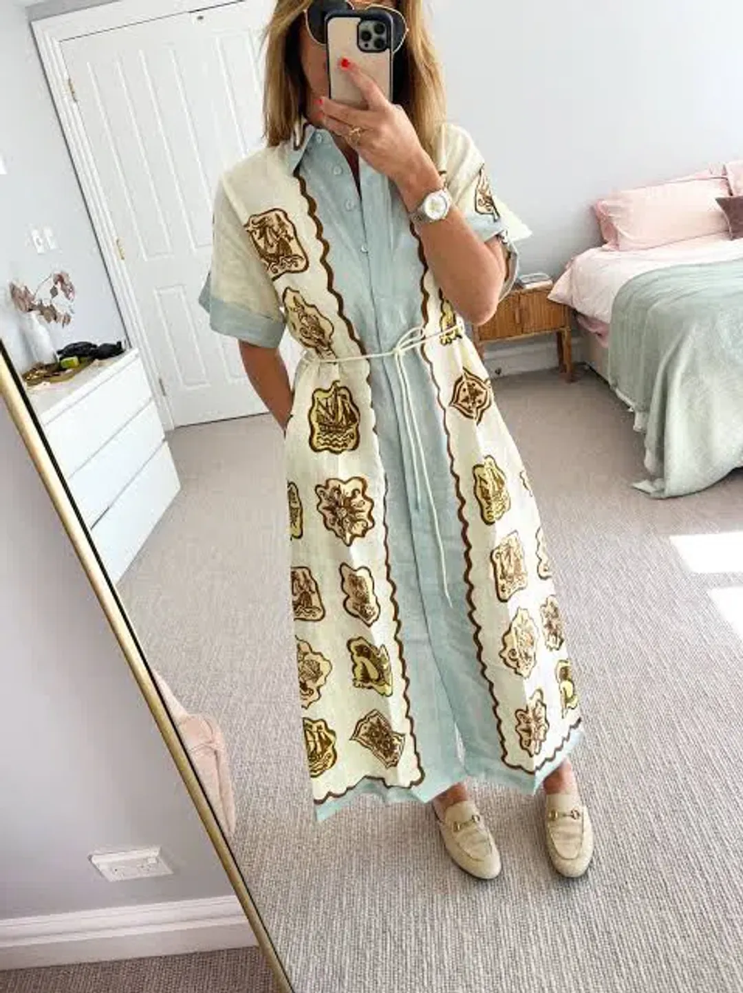 Alemais Relic Shirt Dress Print Size 12 for rent on The Volte - main image