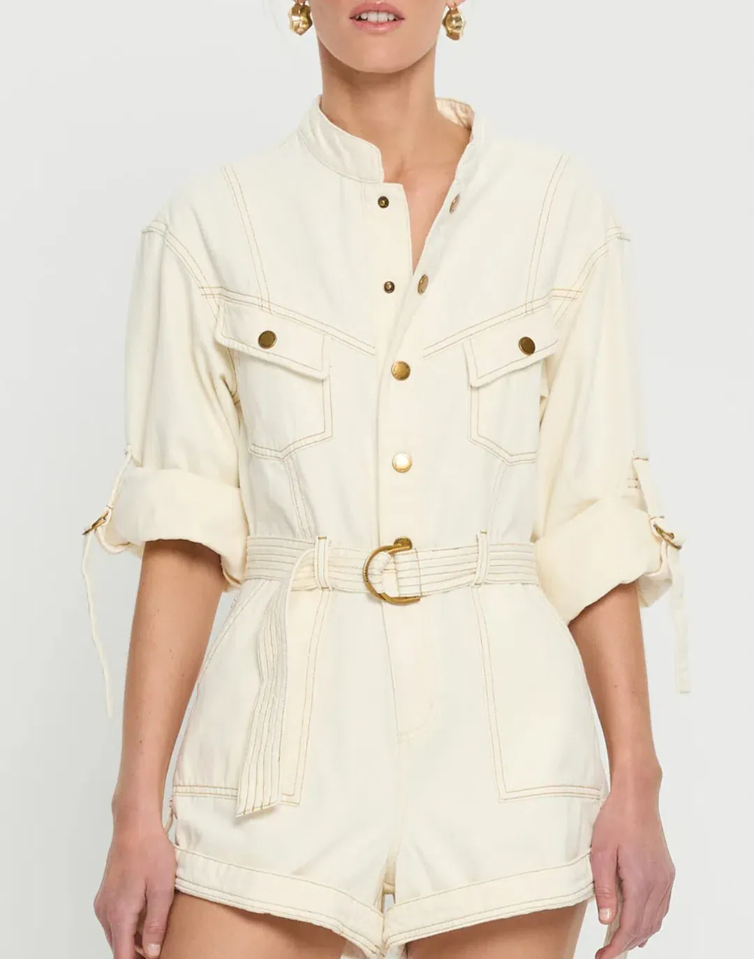 Kivari Elena Playsuit Cream Size 10 for rent on The Volte - main image