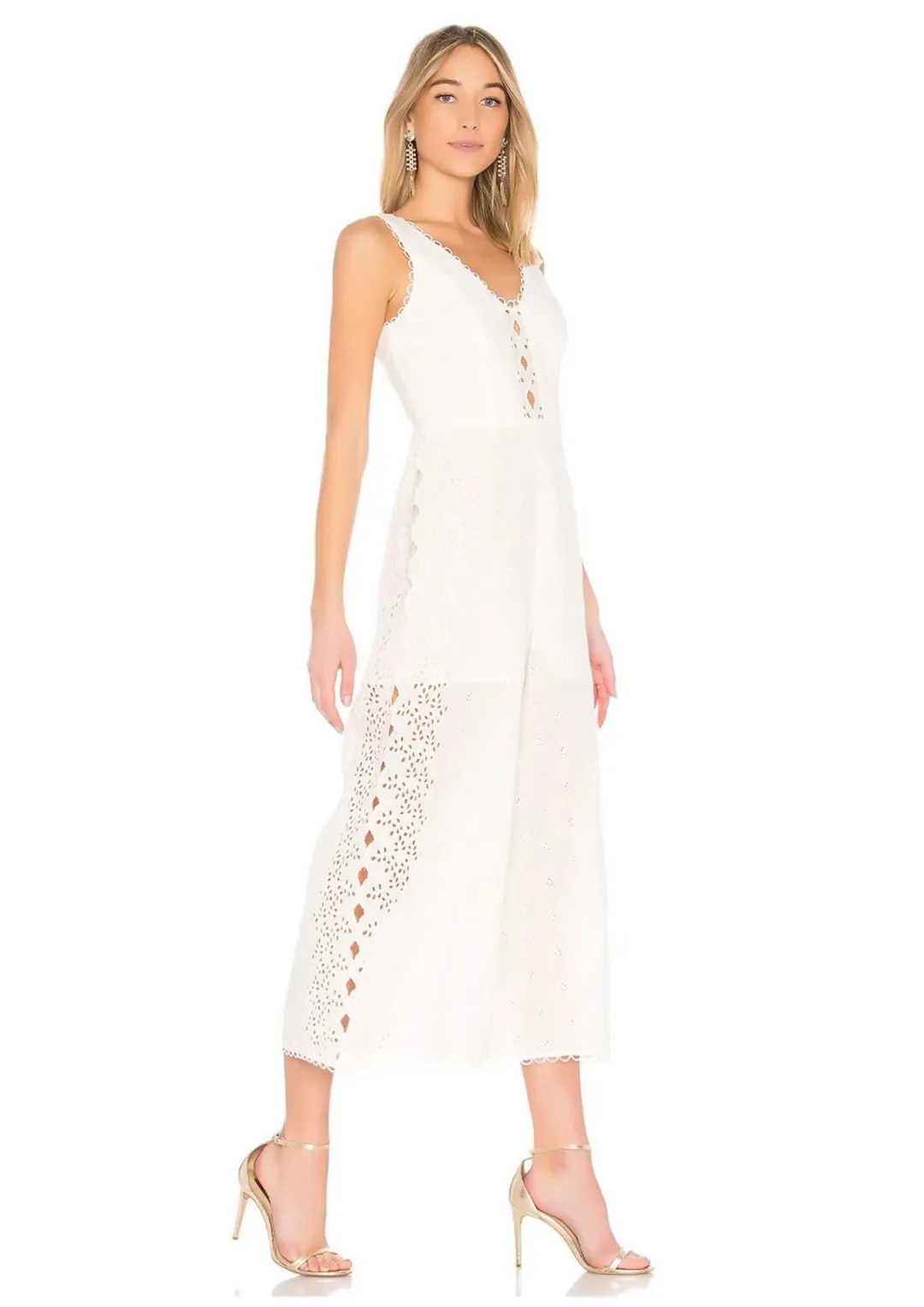 Zimmermann Helm Eyelet Vine Jumpsuit Ivory Size 0 / AU 8 for rent on The Volte - main image