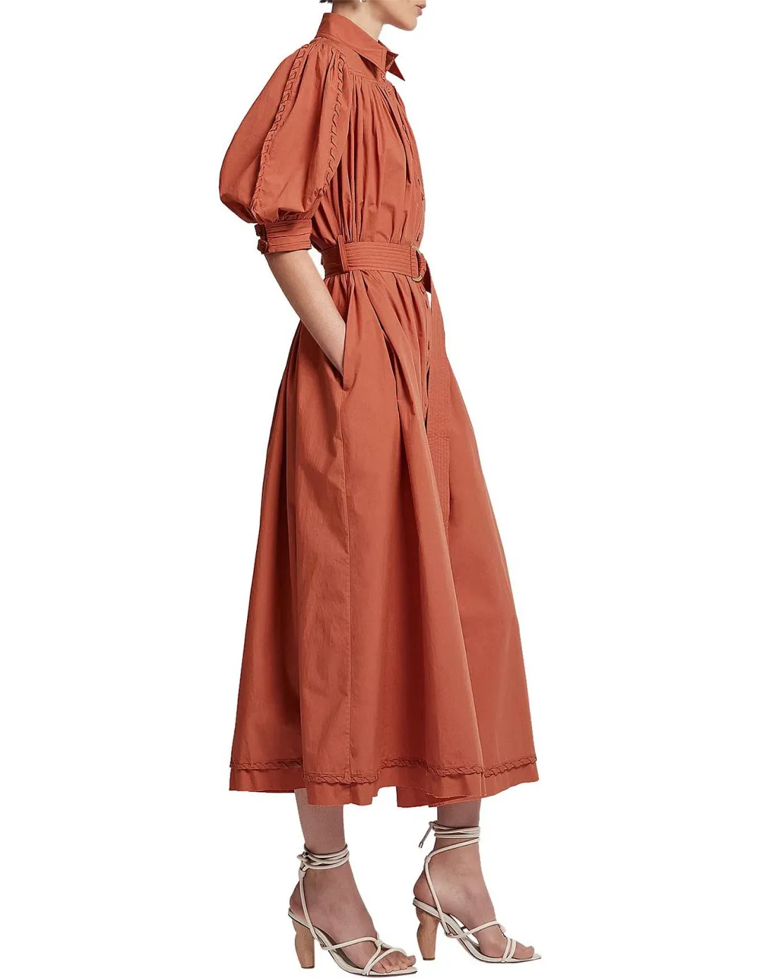 Aje Manifest Midi Dress Rust Size 8 for rent on The Volte - main image