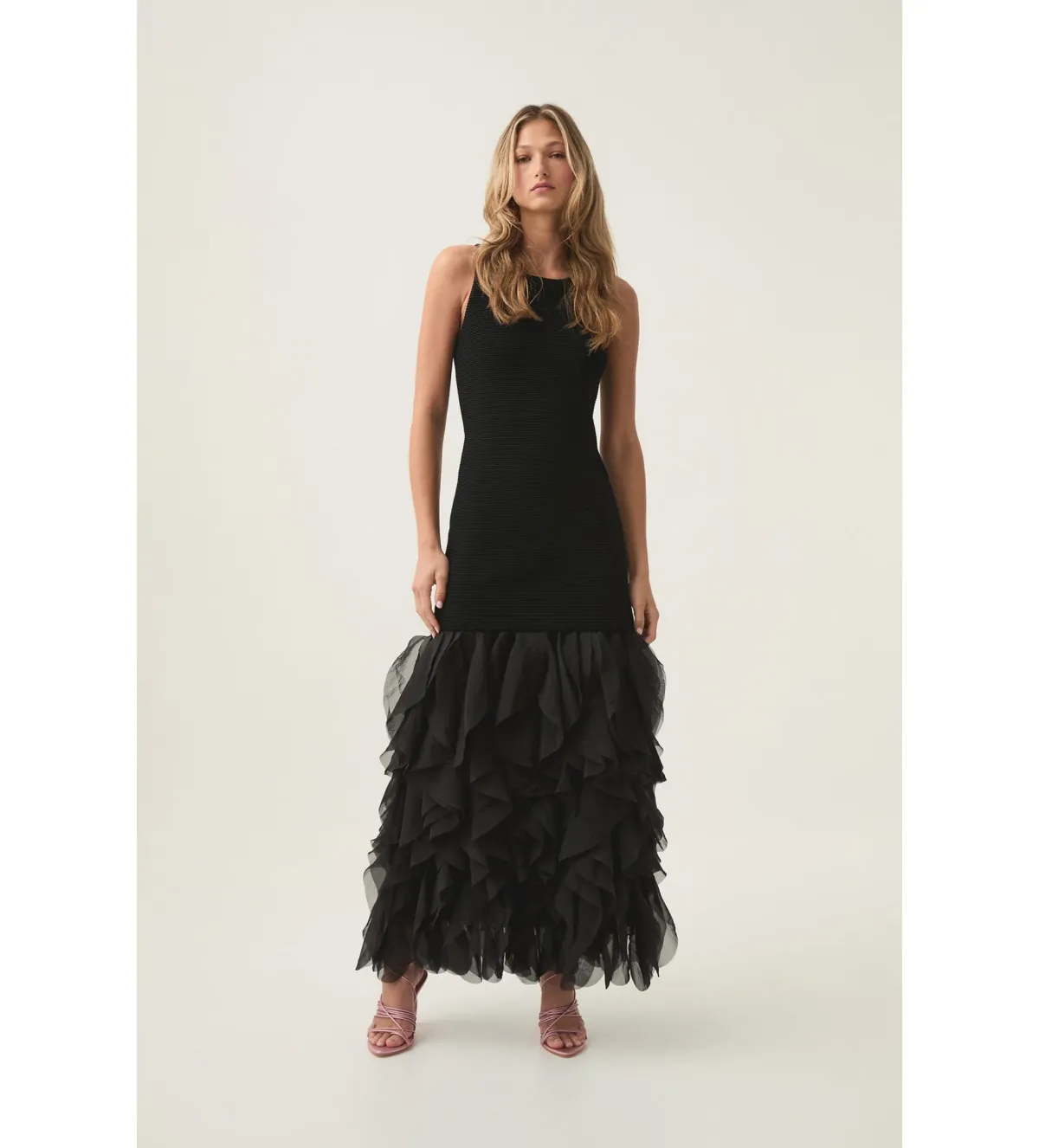 Aje Elations Knit Maxi Dress Black Size L/Au 12 for rent on The Volte - main image