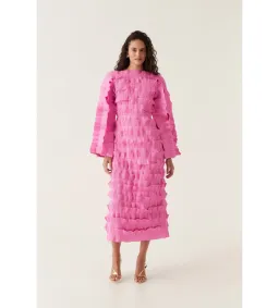 Aje Palladium Ruffled Midi Dress Pink  Size  8 for rent on The Volte - image 2