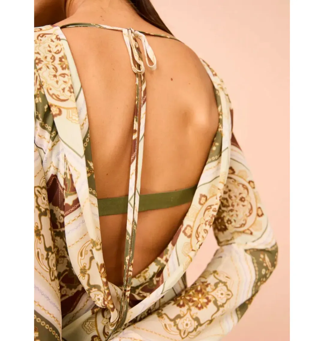 Hansen & Gretel Sundra Slip Dress in Evergreen Tile Size S / AU 8 for rent on The Volte - main image
