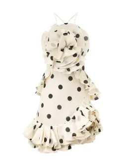 Zimmermann The Crush Ruffle Halter Mini Dress in Cream/Black Dot Size 0 / AU 8 for rent on The Volte - image 3
