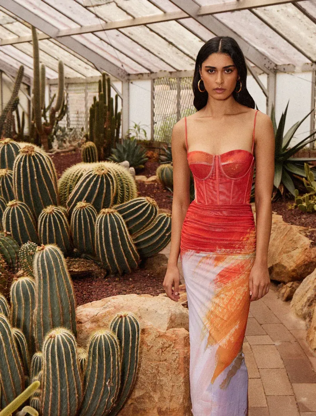 Rebecca Vallance Frida Corset Midi Dress  Print Size AU 8  for rent on The Volte - main image