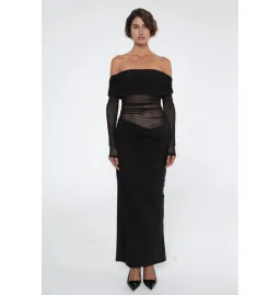 BENNI Yasmin Off-Shoulder Maxi Dress Black Size AU 10  for rent on The Volte - image 1
