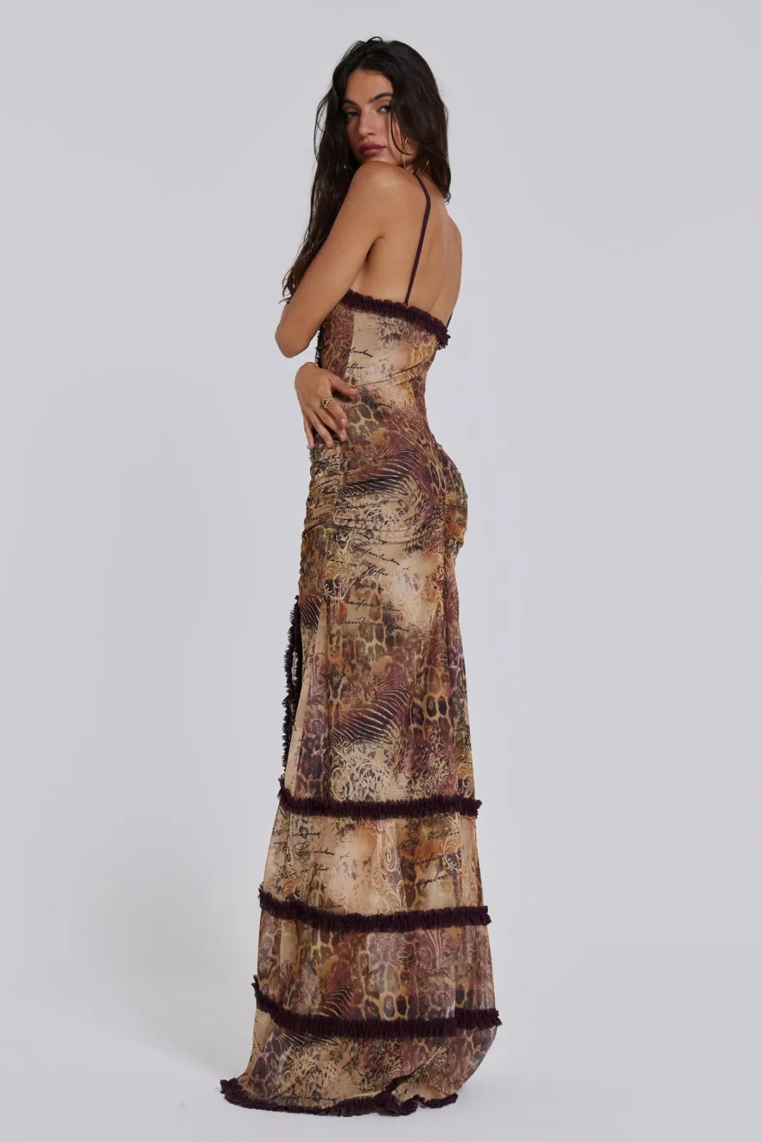 Jaded London Fatale Maxi Dress in Sunrose Size 10 for rent on The Volte - main image