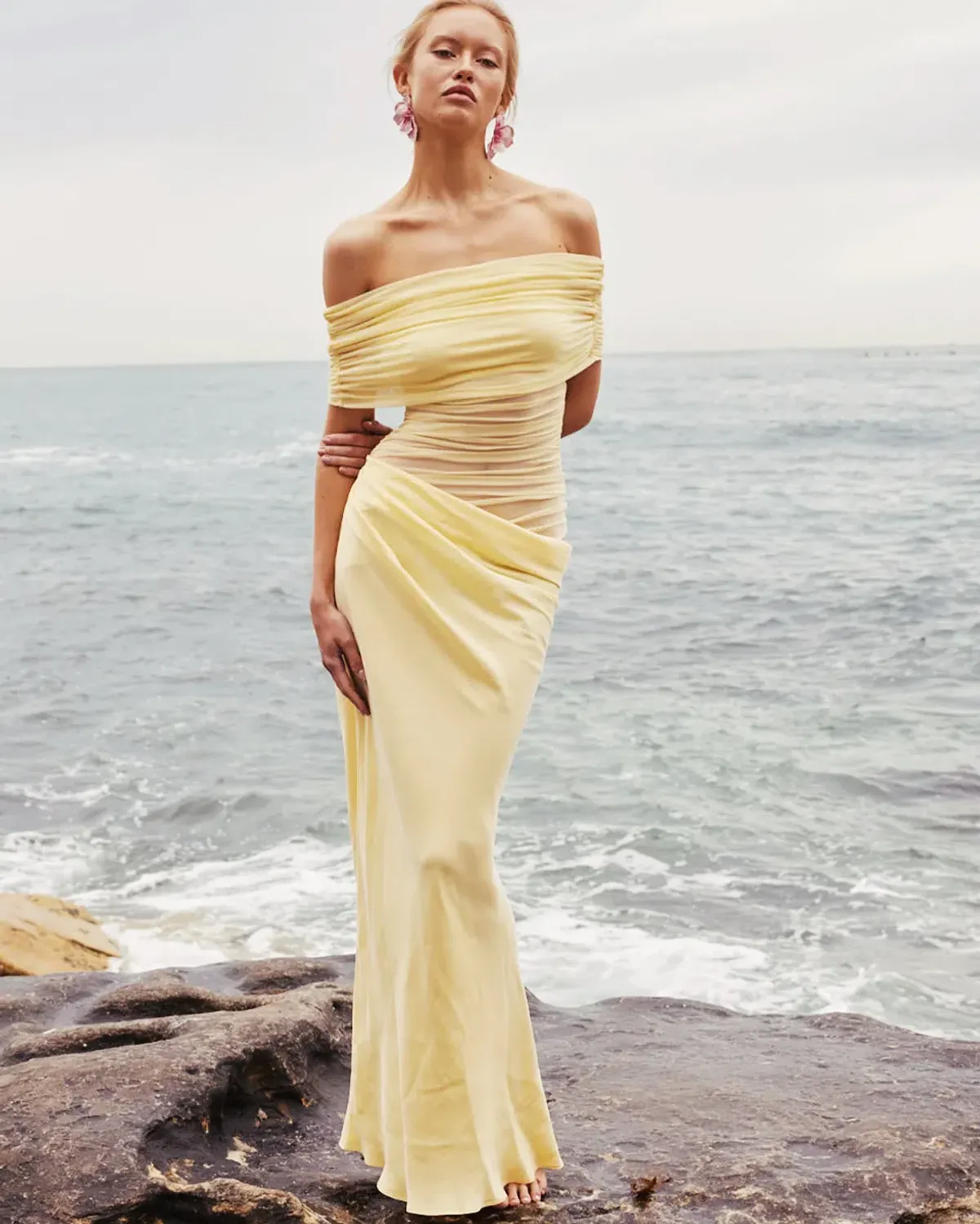 Benni Nico Off Shoulder Maxi Dress Butter Size XXS / AU 4 for rent on The Volte - main image