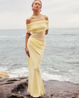 Benni Nico Off Shoulder Maxi Dress Butter Size XXS / AU 4 for rent on The Volte - image 1