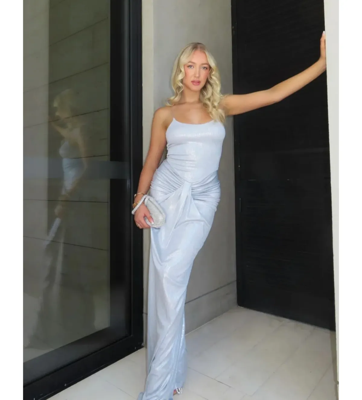 Natalie Rolt Allora Gown Silver Size 1 / AU 8  for rent on The Volte - main image