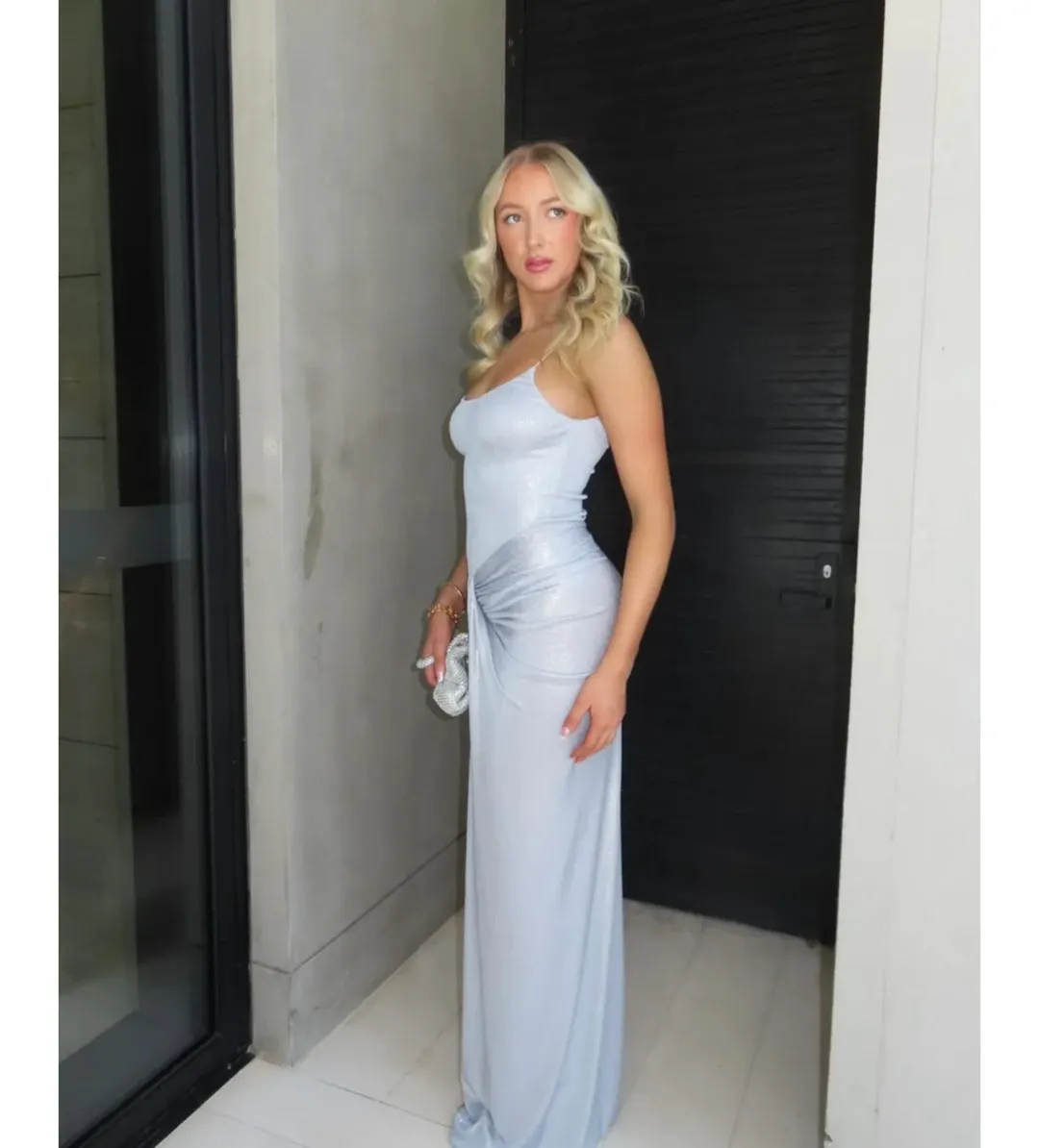 Natalie Rolt Allora Gown Silver Size 1 / AU 8  for rent on The Volte - main image