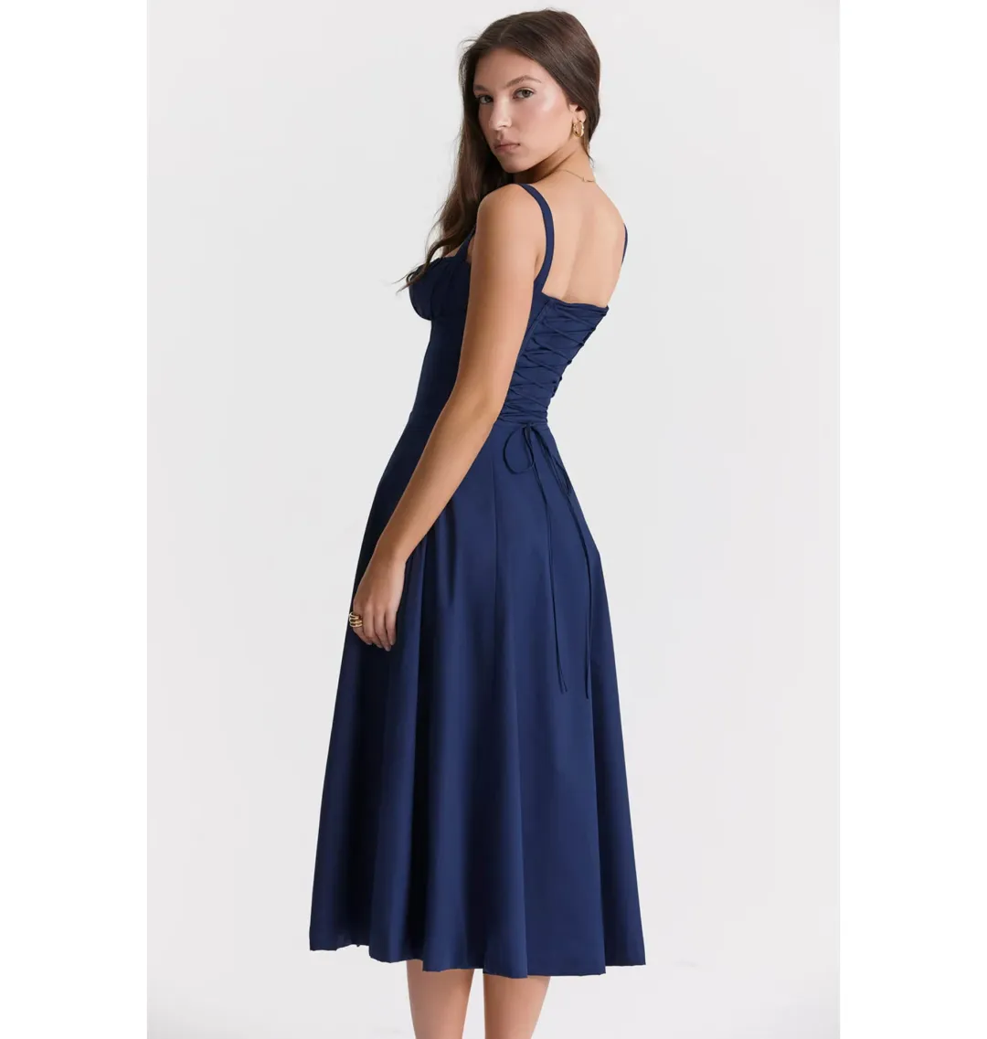 House of CB Carmen Bustier Sundress French Navy Size AU 6 for rent on The Volte - main image