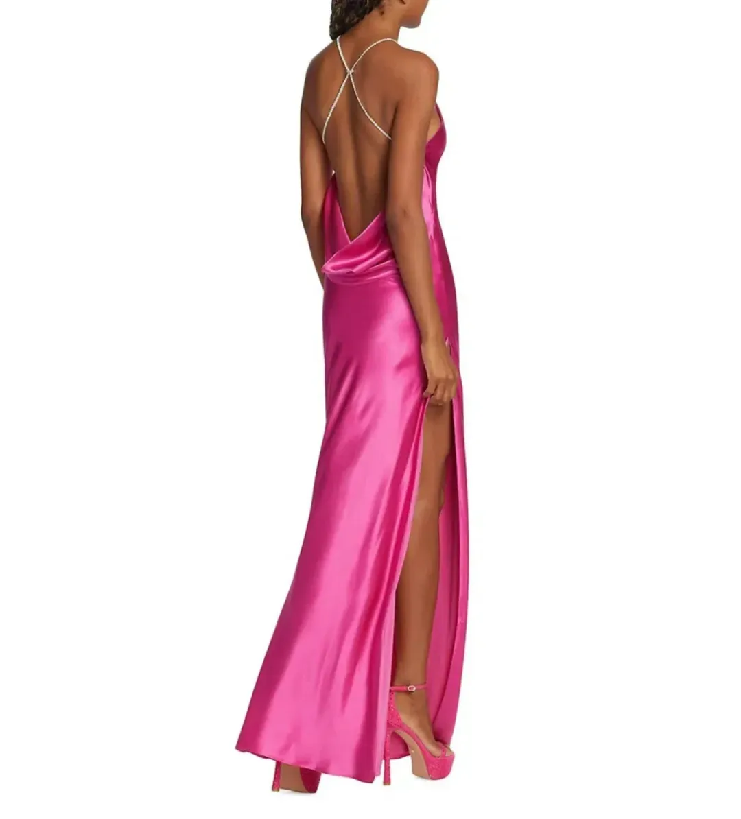 Michael Lo Sordo Charlie Bias Halter Dress Pink Size AU 8 for rent on The Volte - main image