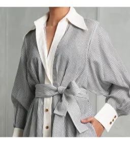 Zimmermann Illustration Tuck Mini Dress in Stripe Size 0P/AU 6 for rent on The Volte - image 2