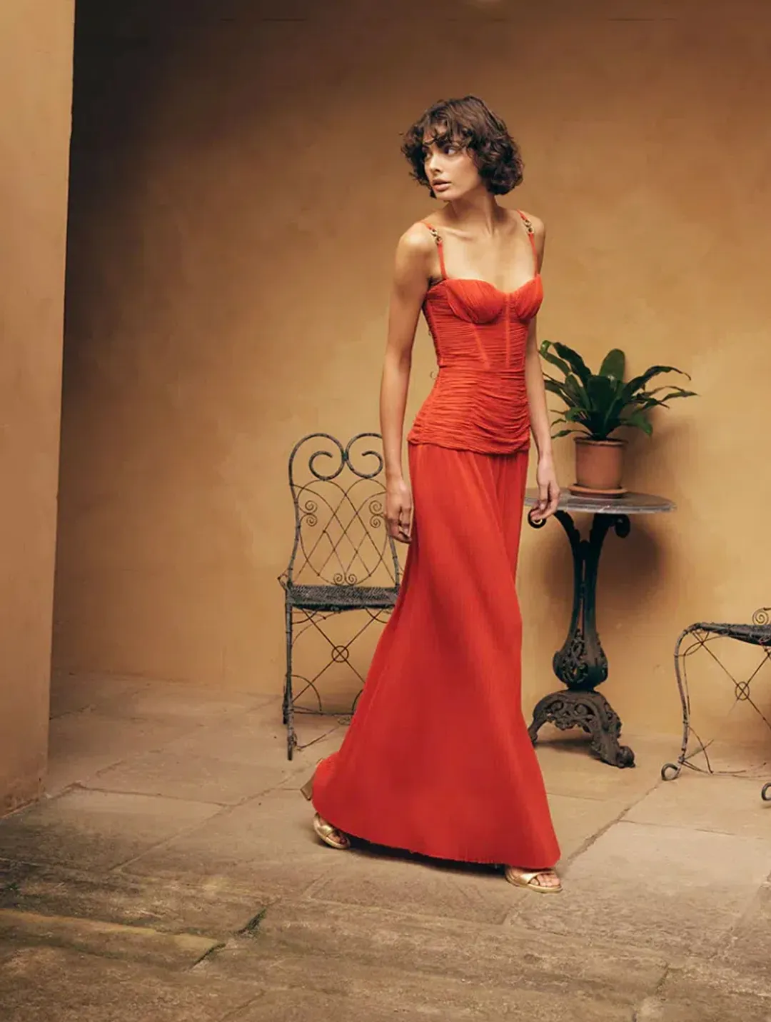 Manning Cartell Double Time Pleat Dress Red Size AU 6 for rent on The Volte - main image