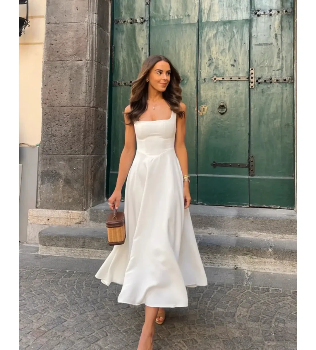 Odd Muse Ultimate Muse High Waist Square Neck Midi Dress White Size AU 10 for rent on The Volte - main image