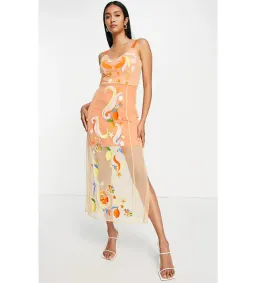 Never Fully Dressed Orange Midi Dress Orange Size AU 14 for rent on The Volte - image 1