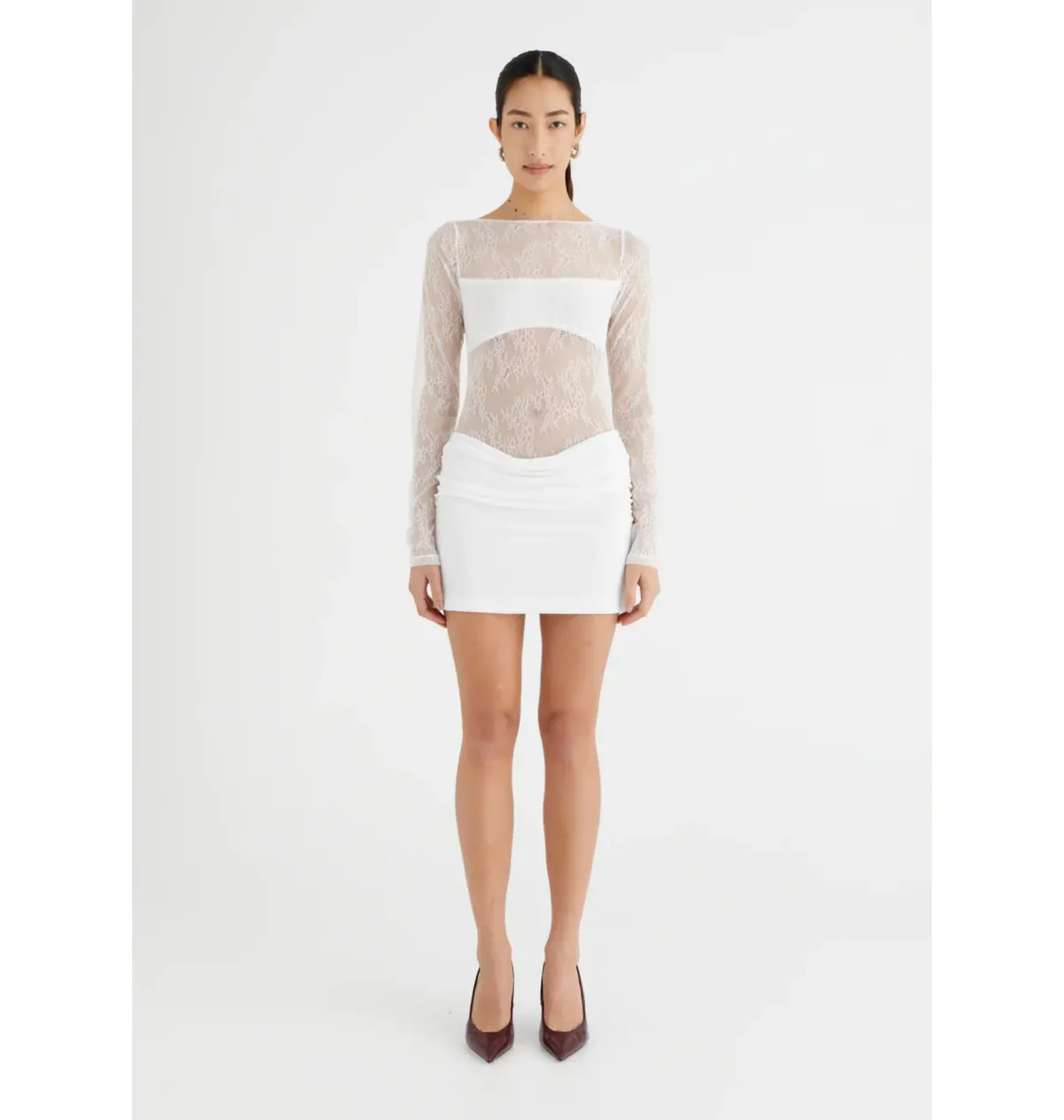 Benni The Yana Lace Mini Dress White Size AU 10  for rent on The Volte - main image
