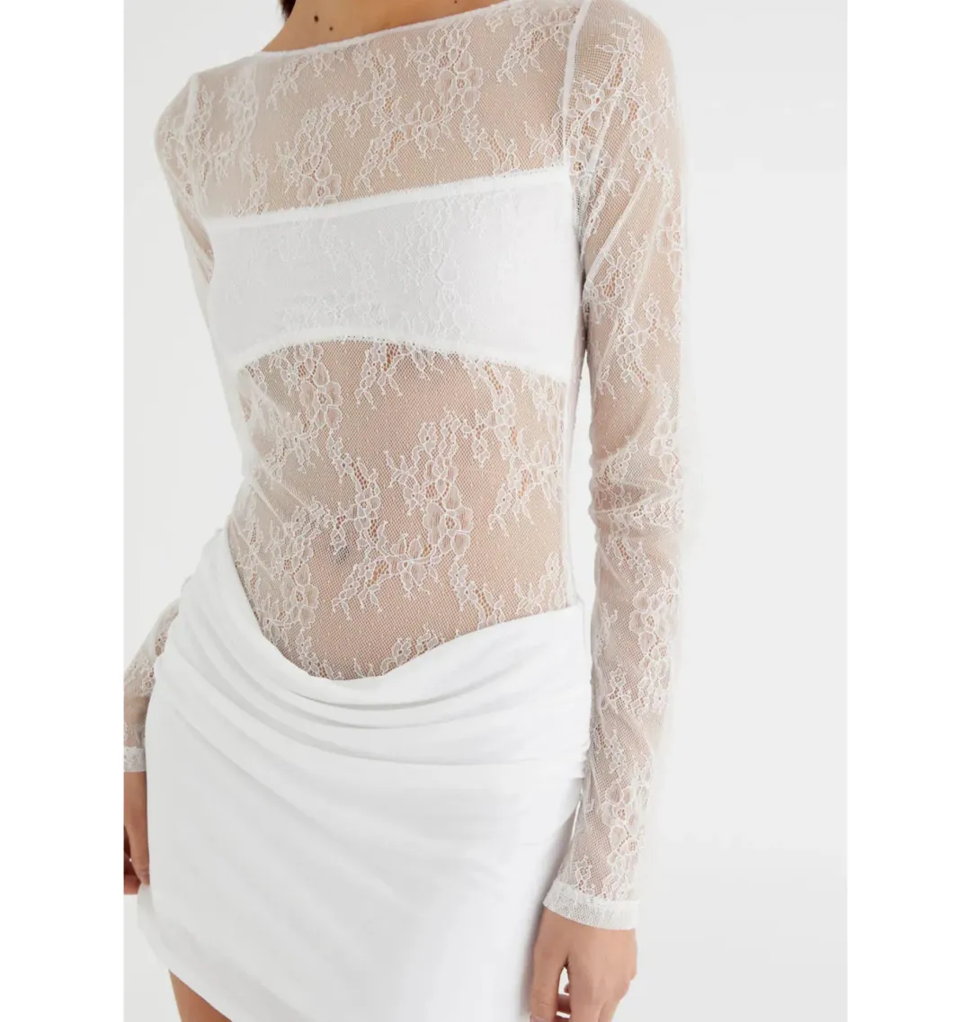 Benni The Yana Lace Mini Dress White Size AU 10  for rent on The Volte - main image