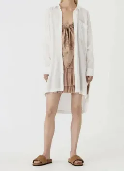 Camilla and Marc c&m Kamille Mini Dress Tiered Bow Pleated Beige Tan AU 10 / us 6 for rent on The Volte - image 3