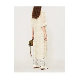 Ganni Leopard Print Crepe Midi Wrap Dress Neutrals Size 36 /  AU 8 for rent on The Volte - image 4