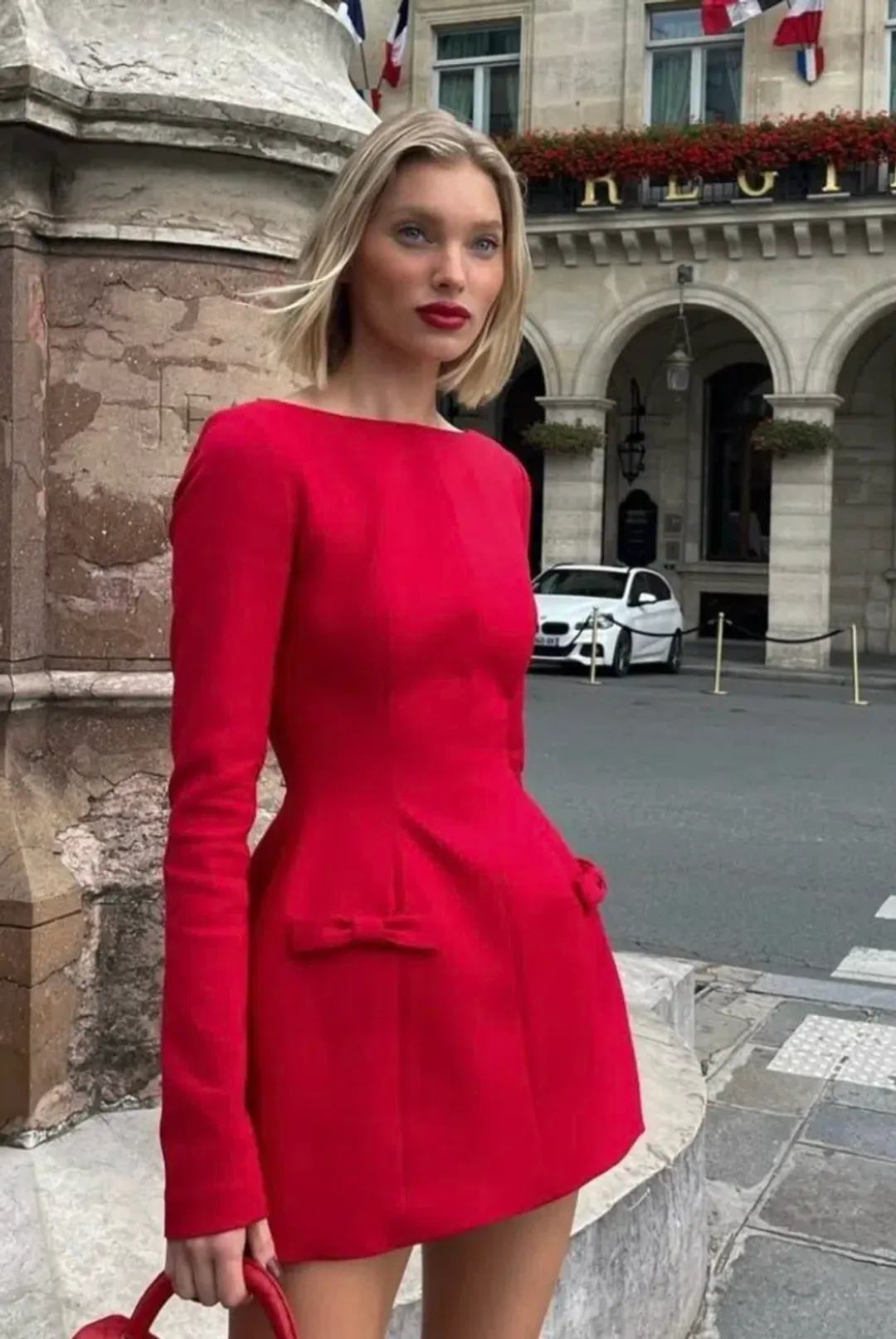 Helsa The Parasol Mini Dress in Lipstick Red Size XXS / AU 4 for rent on The Volte - main image