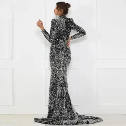 Abyss by Abby Alexia Long Sleeve Gown Gunmetal Size 8 for rent on The Volte - image 3
