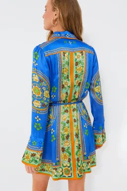 Alemais Linda Satin Mini Dress Blue Floral Size 12 for rent on The Volte - image 3