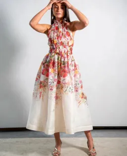 Zimmermann  Wonderland Halter Midi Dress Floral  Size 0/Au 8  for rent on The Volte - image 1