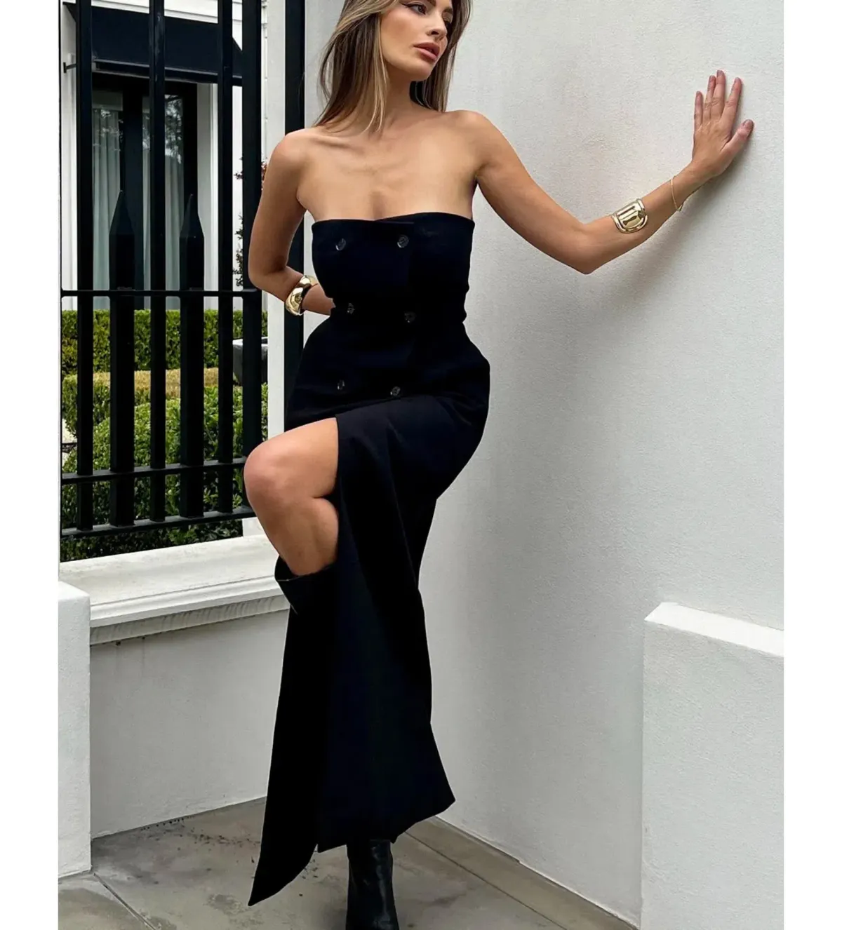 Bianca and Bridgett Carol Midi Dress Black Size 6 for rent on The Volte - main image