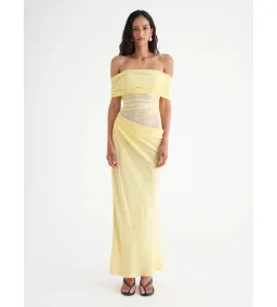 Benni Nico Off-Shoulder Maxi Dress in Butter Size AU 8 for rent on The Volte - image 1