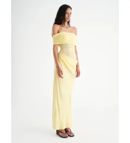 Benni Nico Off-Shoulder Maxi Dress in Butter Size AU 8 for rent on The Volte - image 4