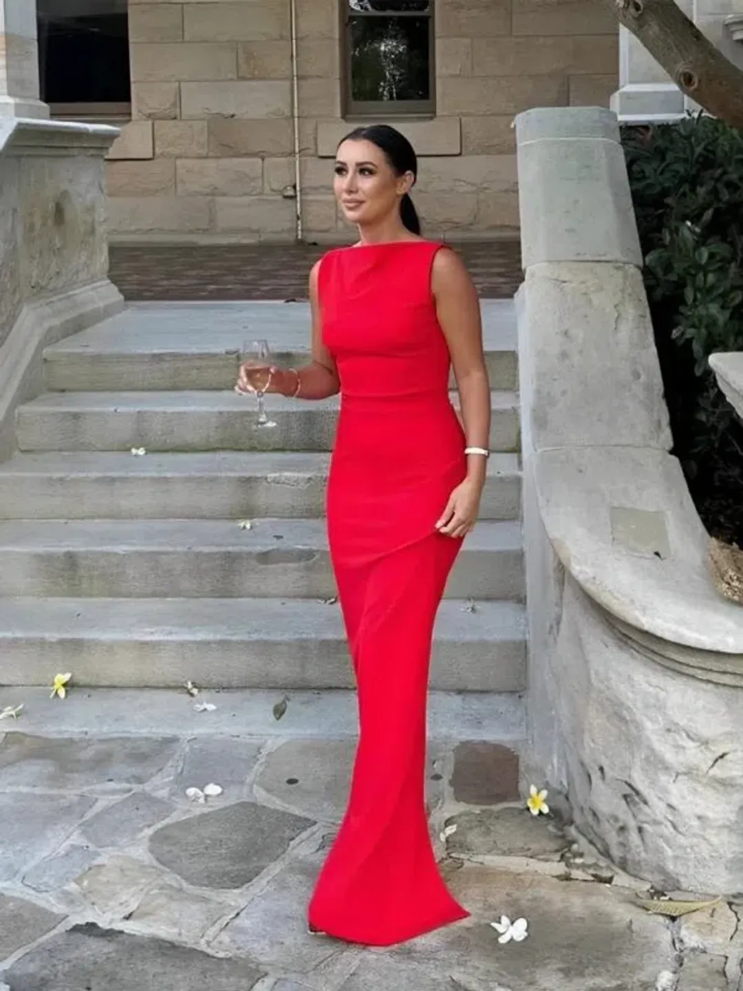 Effie Kats Gabbi Gown Cherry Red Size AU 10 for rent on The Volte - main image