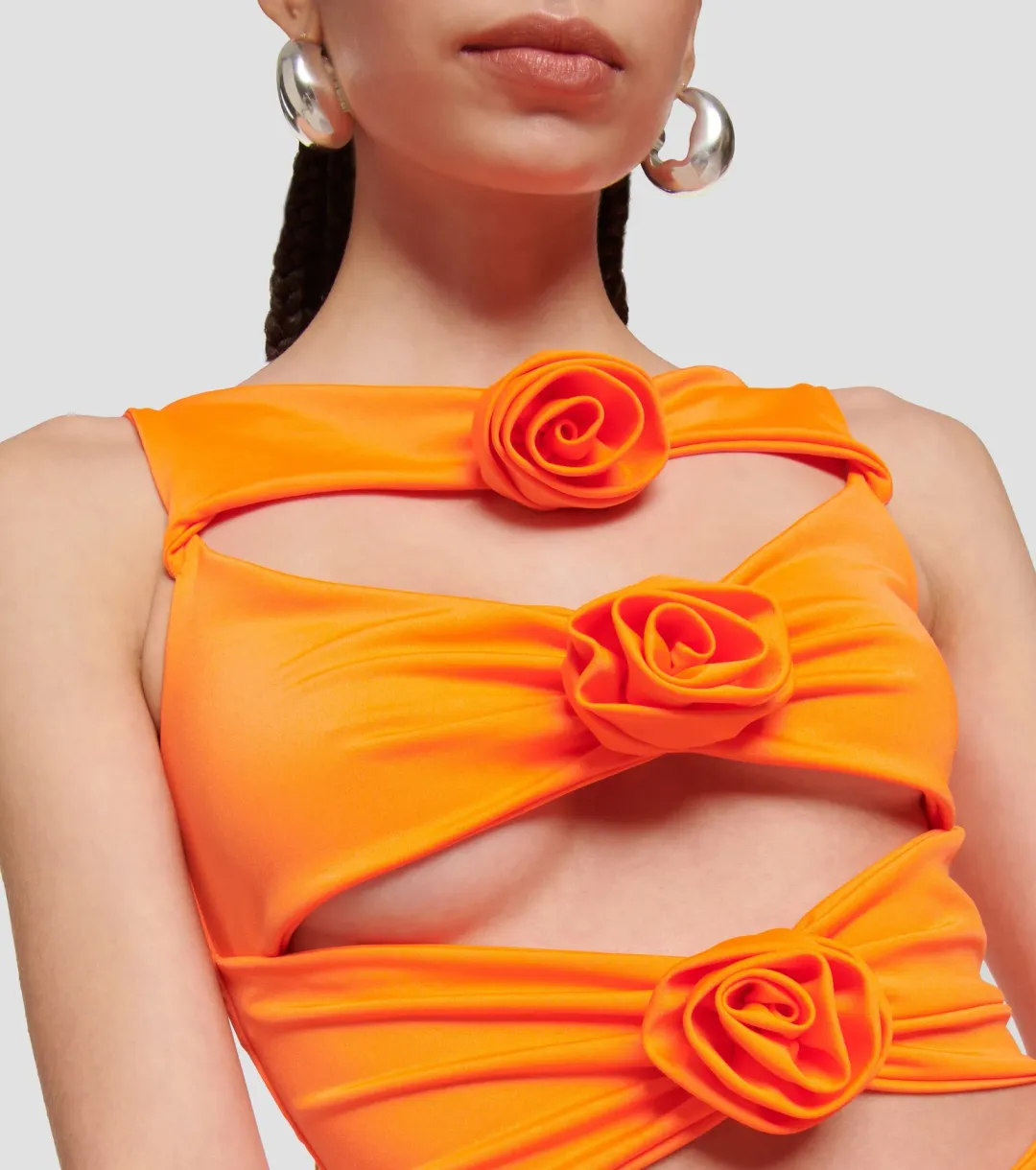 Giuseppe Di Morabito Rosette Cut Out Mini Dress Orange Size IT 40 / AU 8  for rent on The Volte - main image