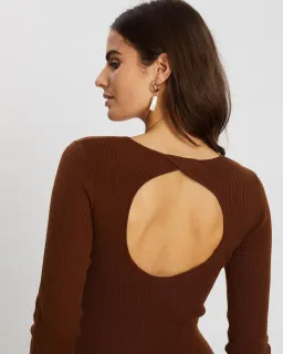 Bec & Bridge Freya Long Sleeve Knit Midi Dress Copper Size 6 for rent on The Volte - image 3