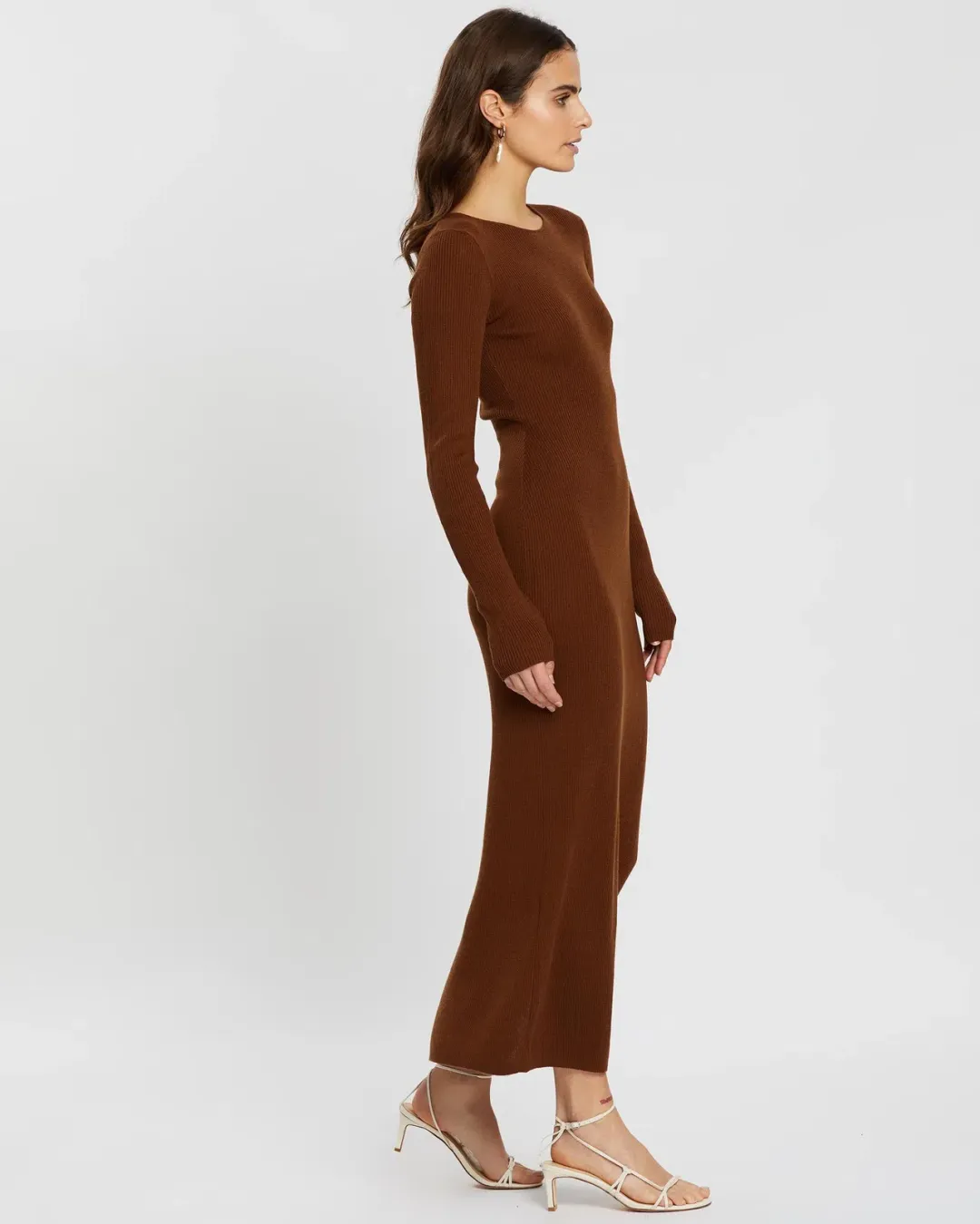 Bec & Bridge Freya Long Sleeve Knit Midi Dress Copper Size 6 for rent on The Volte - main image