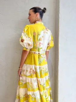 Alemais Ira Tiered Midi Dress Lemon/Cream Size AU 10 for rent on The Volte - image 8