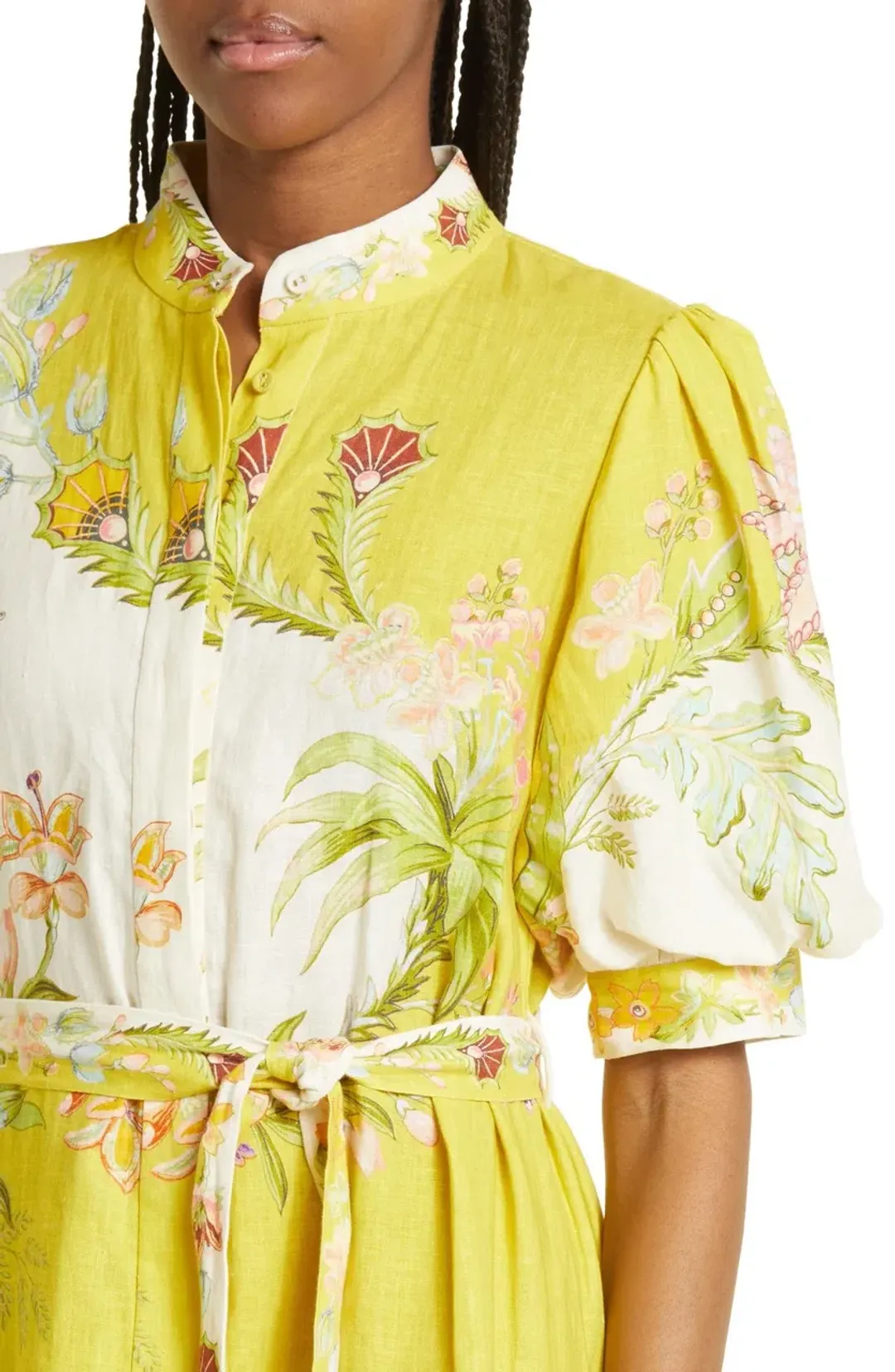 Alemais Ira Tiered Midi Dress Lemon/Cream Size AU 10 for rent on The Volte - main image