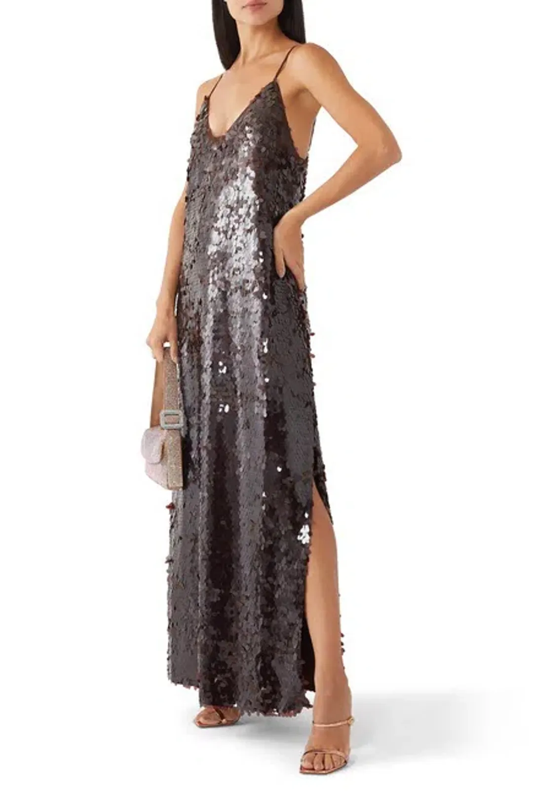 Alemais Geanie Sequin Gown Chocolate Brown Size 8 AU for rent on The Volte - main image