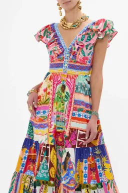 Camilla Roeqiya's Realm Tiered Maxi Dress With Neck Frill Print Size M / AU 12  for rent on The Volte - image 2